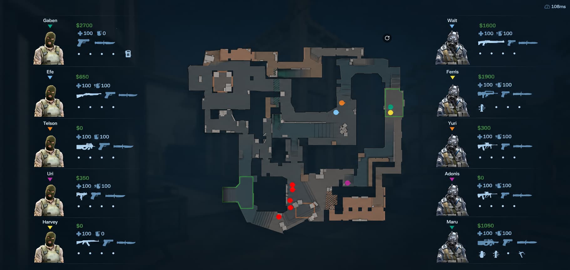 CS Radar live radar view of Mirage showing enemy positions, health and weapons